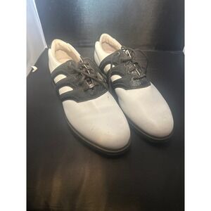 Adidas Mens Saddle Golf Shoes White Black Croc Embossed 738443 Size 12.5 Sample